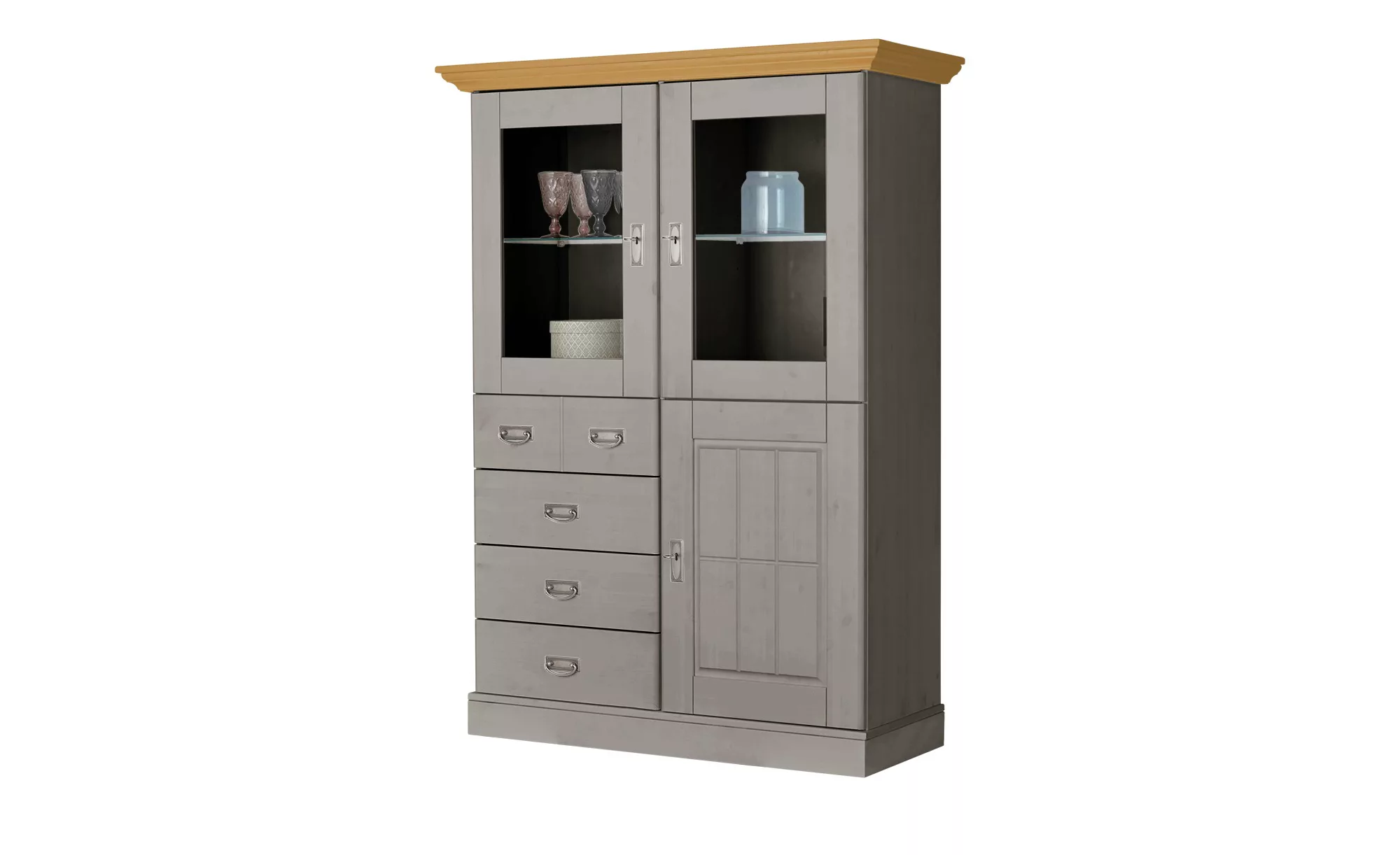 maison bleue Highboard  Florian ¦ grau ¦ Maße (cm): B: 118,5 H: 163,5 T: 48 günstig online kaufen