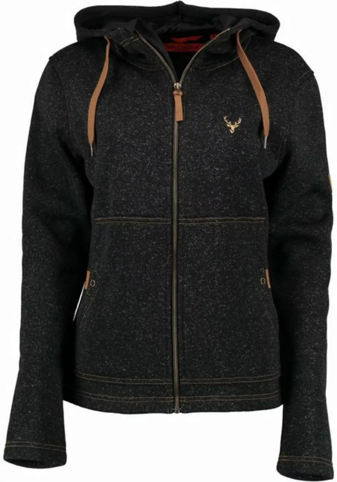 Tom Collins Strickfleecejacke Adisur Damen Kapuzenjacke mit Hirsch-Stickere günstig online kaufen