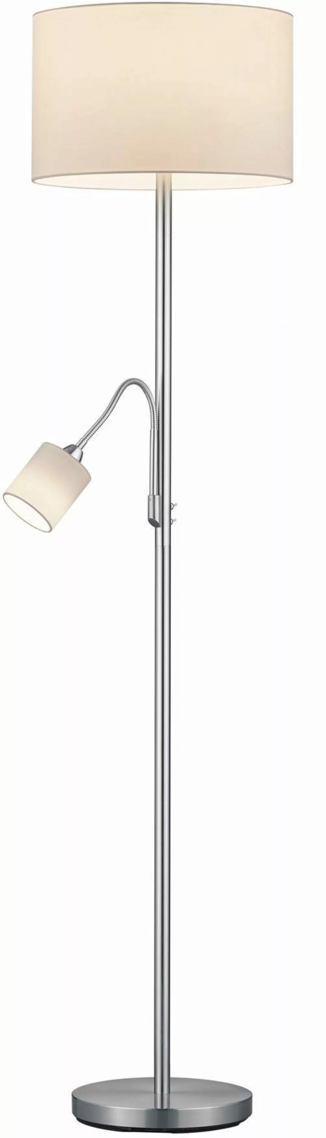 Stehlampe HOTEL Nickel Matt 1 Stück Metall / Stoff Hellgrau, Weiß günstig online kaufen