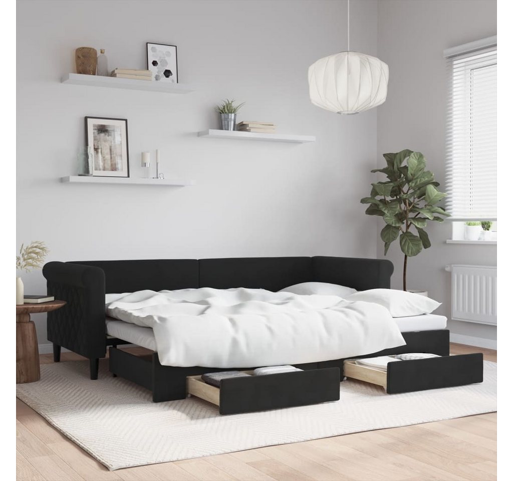 vidaXL Gästebett Gästebett Tagesbett Ausziehbar mit Schubladen Schwarz 80x2 günstig online kaufen