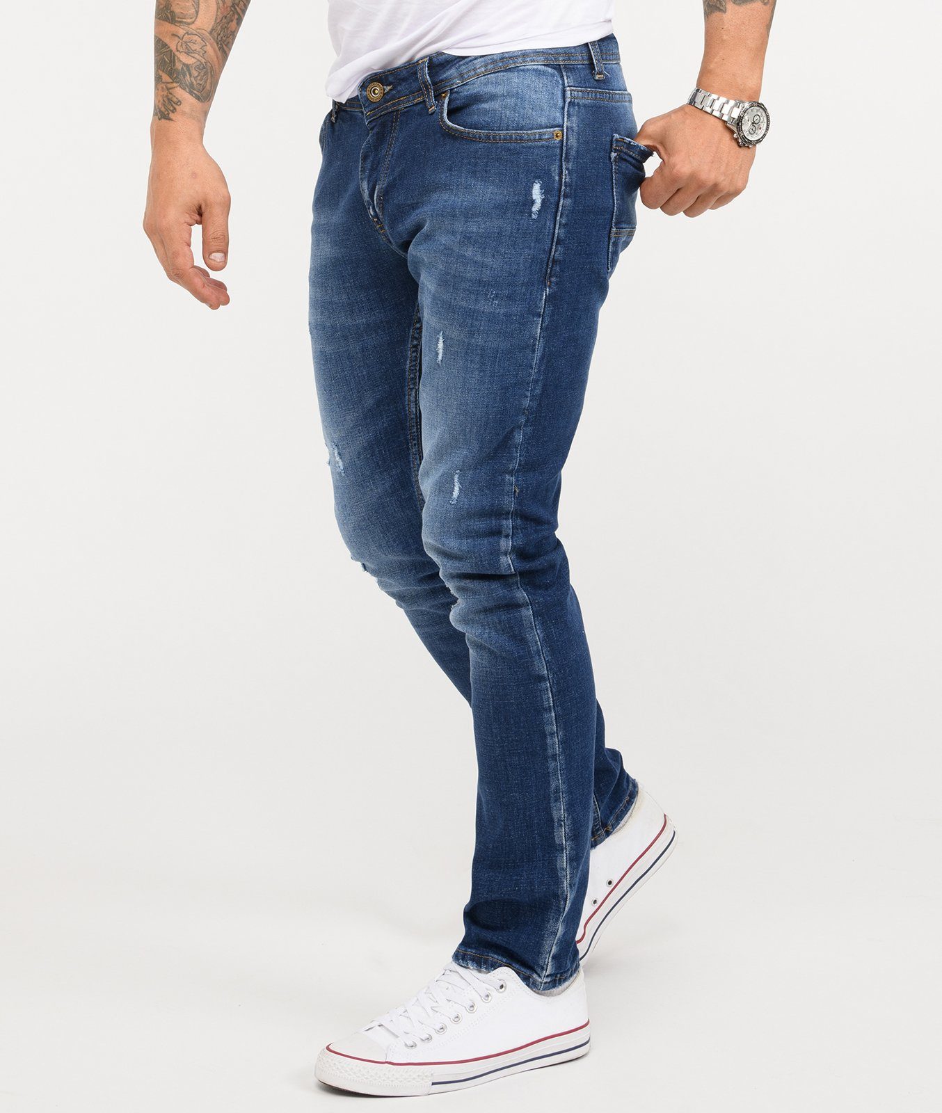Rock Creek Slim-fit-Jeans Herren Jeans Stonewashed günstig online kaufen