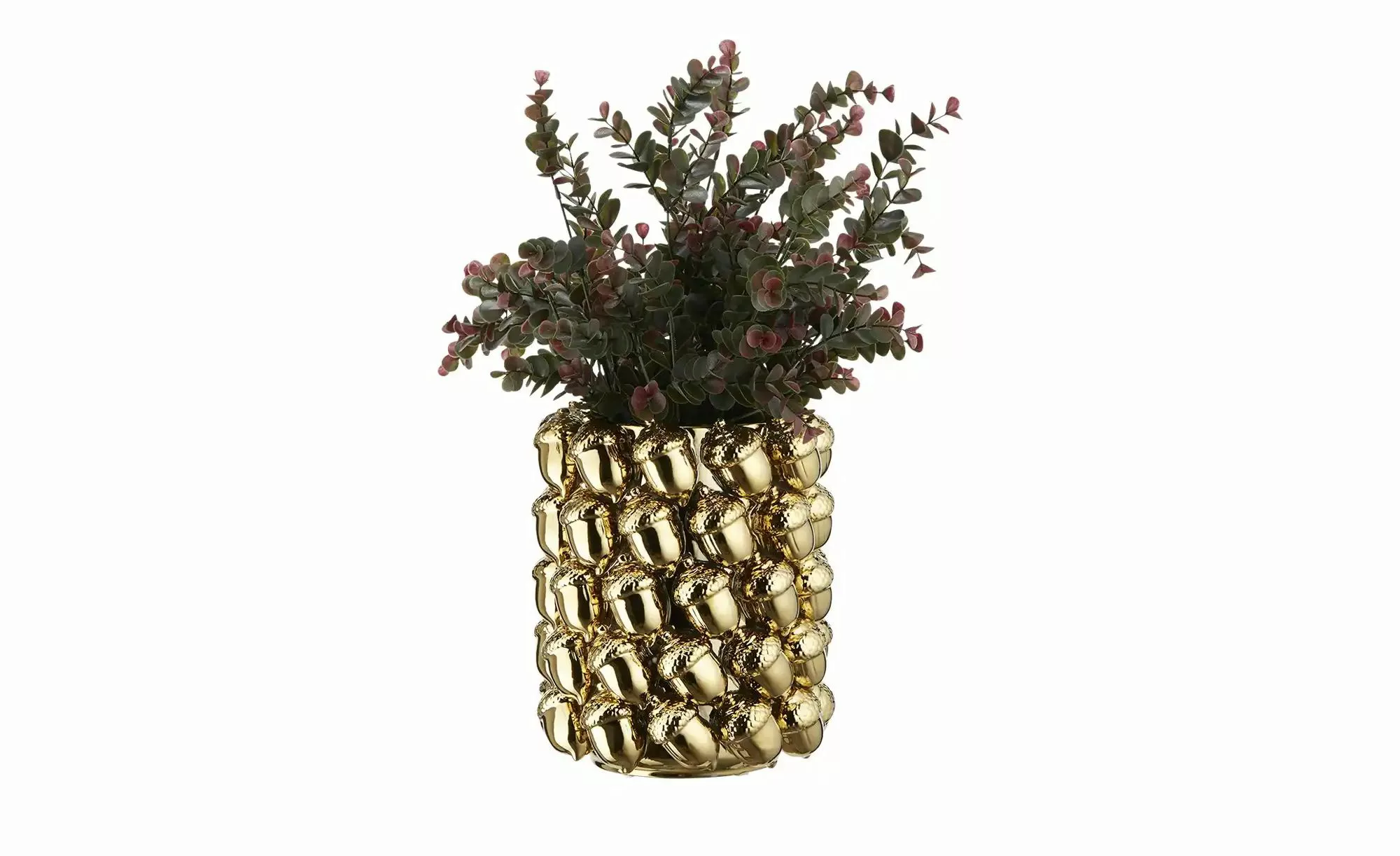 HOME STORY Vase 3D Eicheln   ¦ gold ¦ Dolomite ¦ Maße (cm): H: 25  Ø: 21 We günstig online kaufen