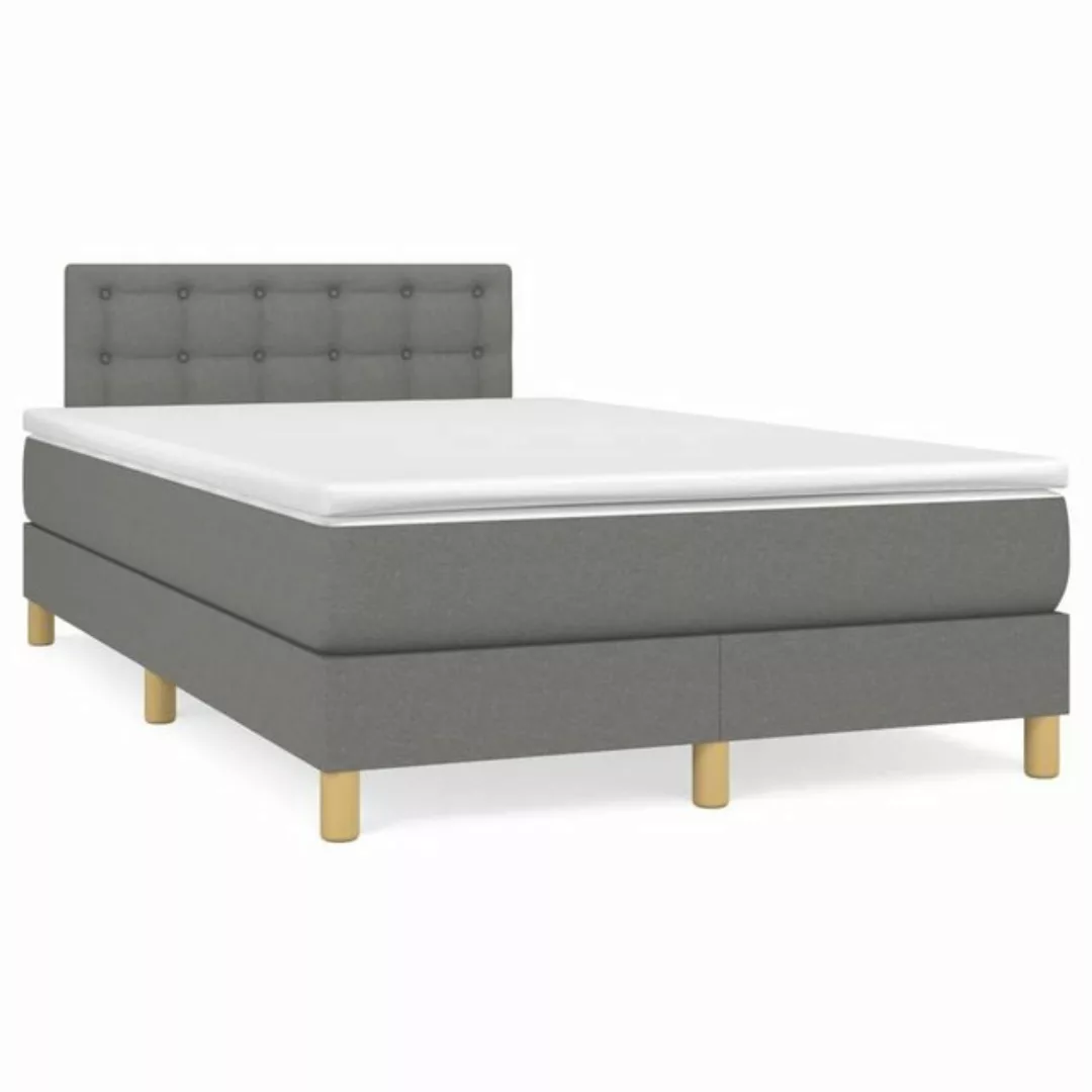 furnicato Bett Boxspringbett mit Matratze Dunkelgrau 120x200 cm Stoff günstig online kaufen