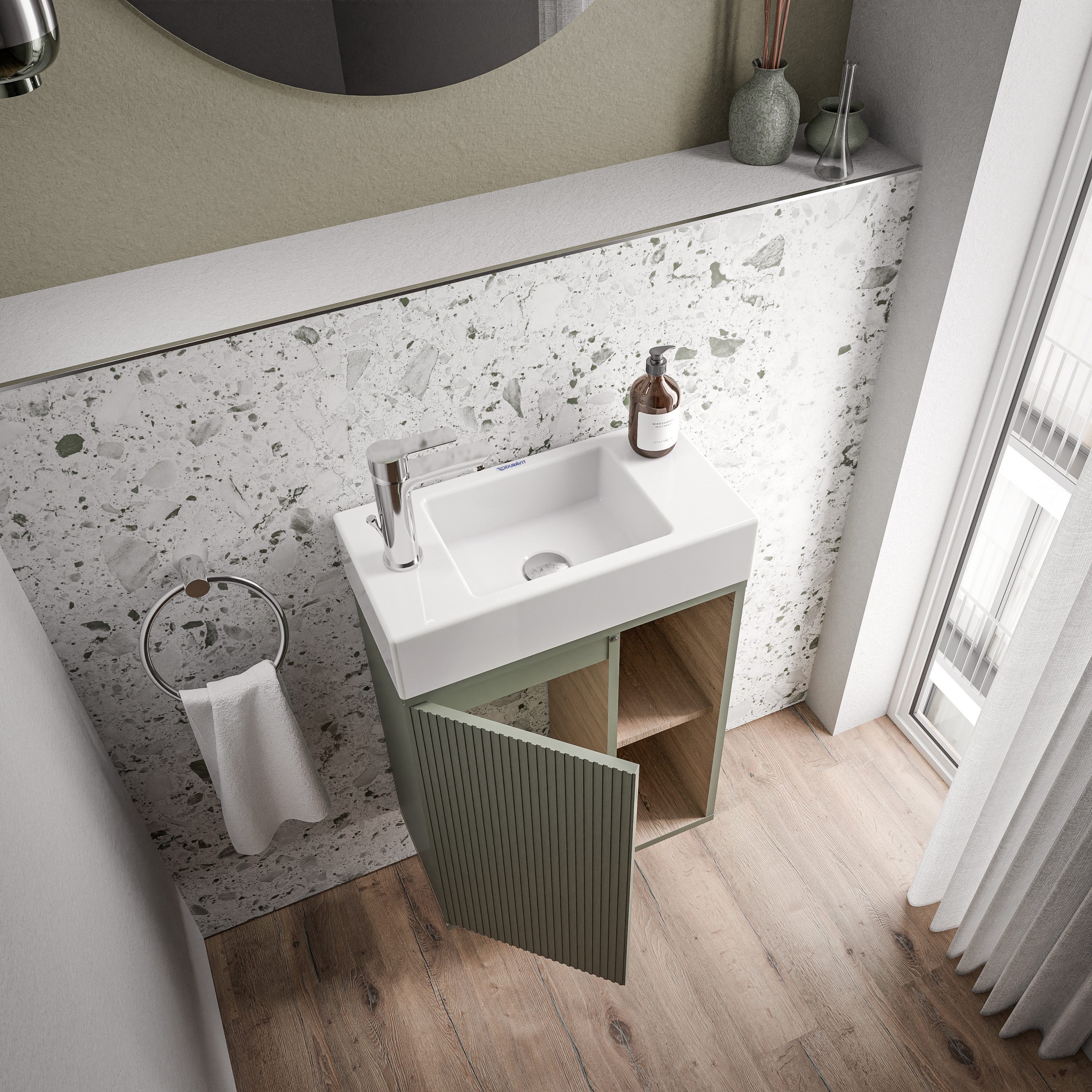 Bernstein Badmöbel-Set BELDIVO, (mit Waschbecken DURAVIT, günstig online kaufen