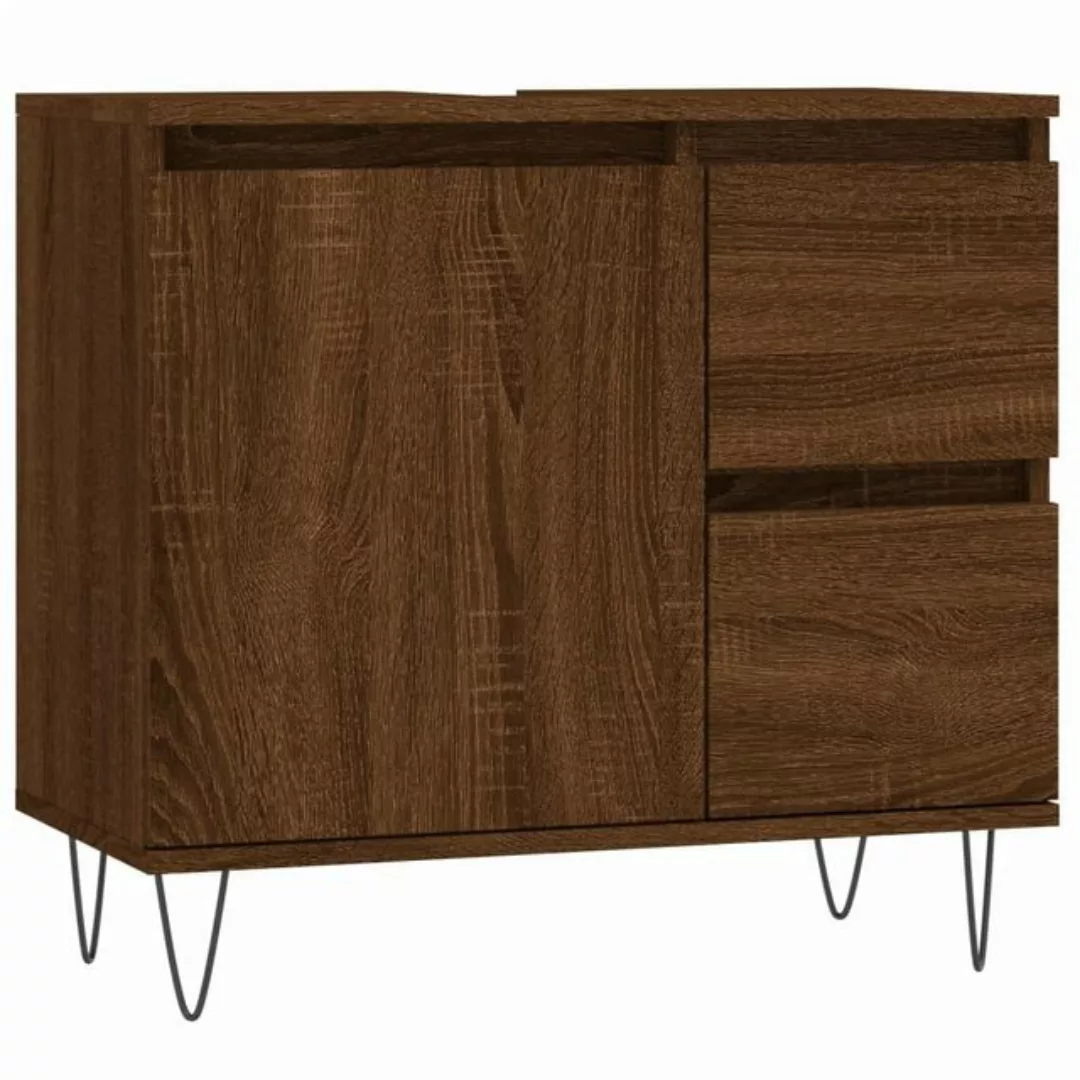 vidaXL Waschbeckenunterschrank Badschrank Braun Eichen-Optik 65x33x60 cm Ho günstig online kaufen