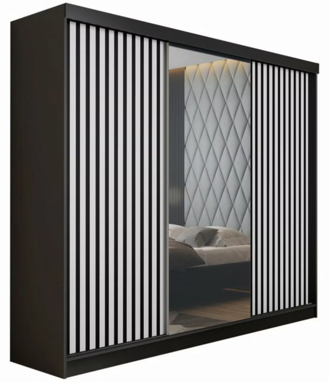 Compleo Schwebetürenschrank mit Spiegel, Breite: 200 cm, Modern design, Lam günstig online kaufen