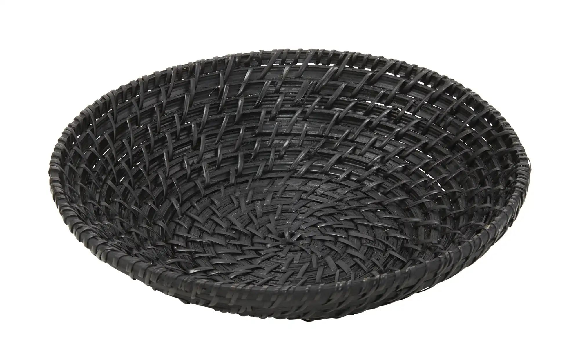 HOME STORY Deko-Schale   ¦ schwarz ¦ Bambus,Rattan ¦ Maße (cm): H: 7  Ø: 30 günstig online kaufen