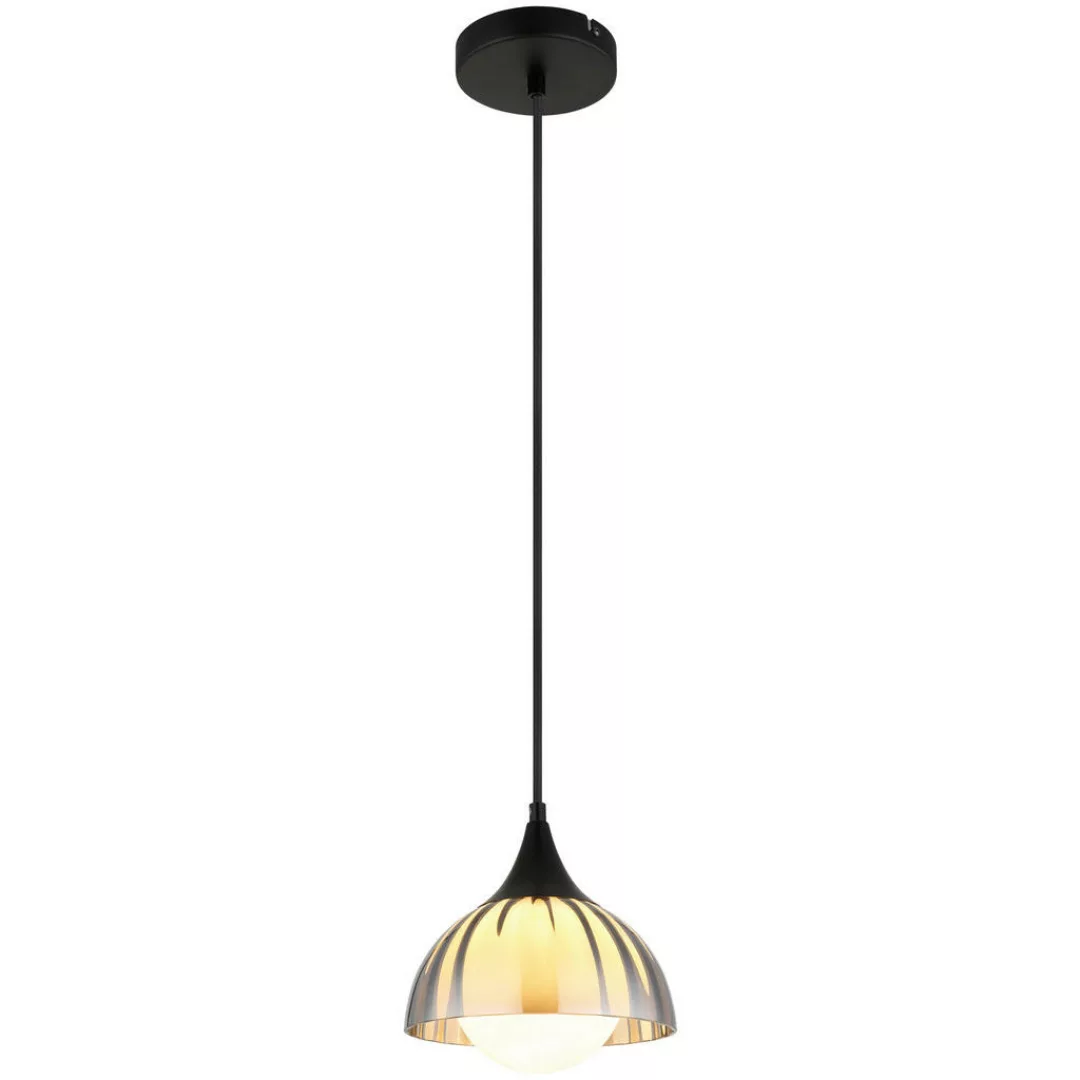 GLOBO Pendelleuchte EVA 30200108 Opal Rauch schwarz Glas Metall Textil H/D: günstig online kaufen