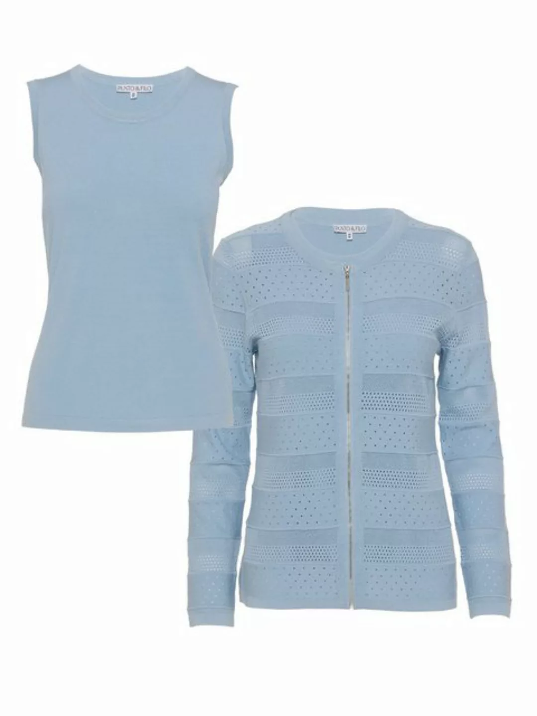 PUNTO & FILO Cardigan Twinset Shirt & Jacke Körpernah im Strukturmix günstig online kaufen