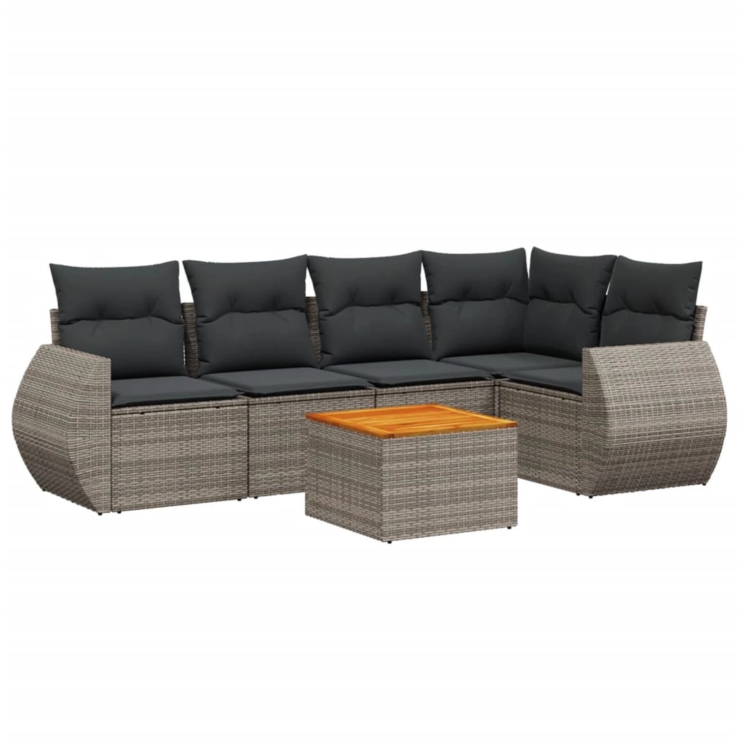 vidaXL 6-Tlg Garten-Sofagarnitur mit Kissen Grau Poly Rattan 3224996 günstig online kaufen