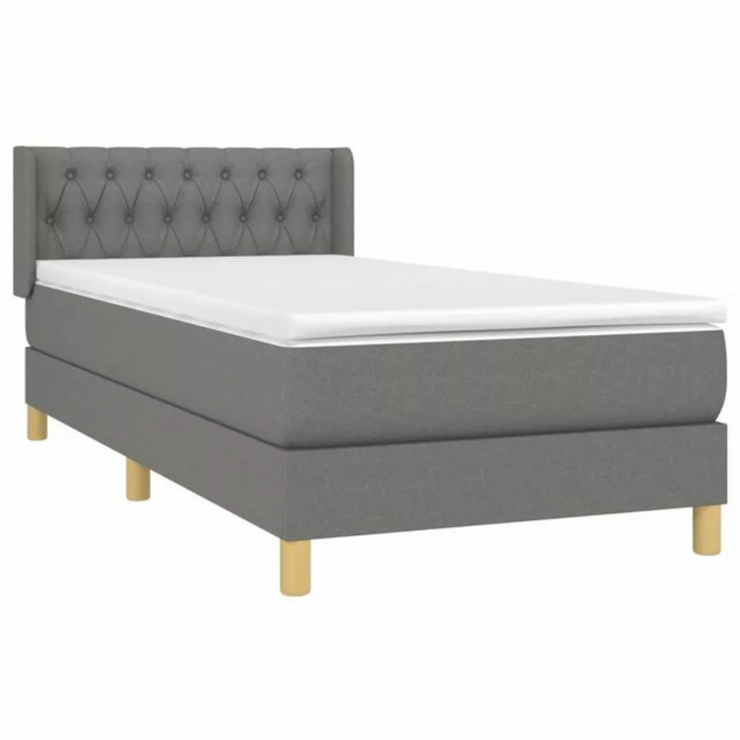 vidaXL Boxspringbett Boxspringbett mit Matratze Dunkelgrau 90x200 cm Stoff günstig online kaufen