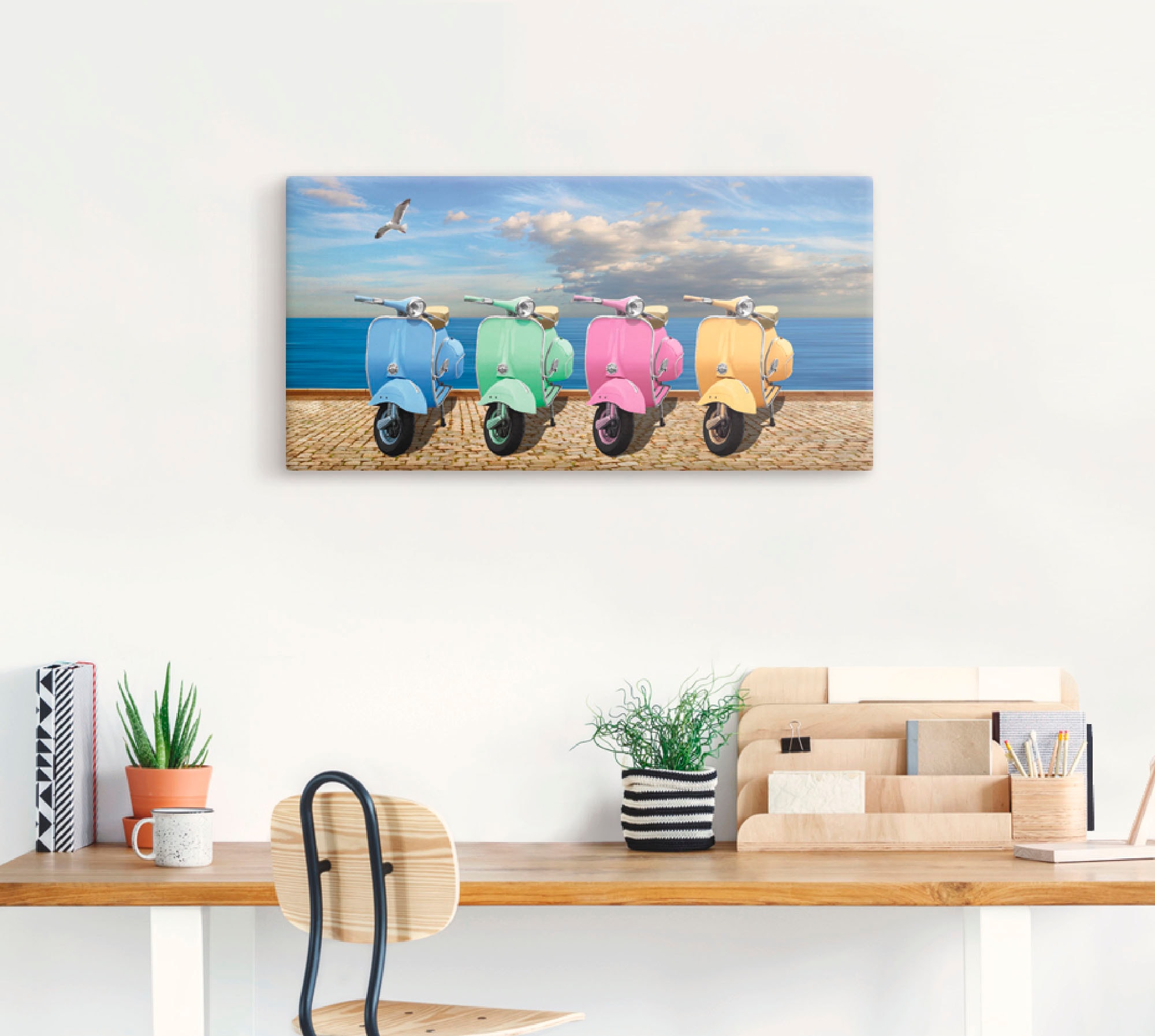 Artland Wandbild "Vespa-Roller in bunten Farben", Motorräder & Roller, (1 S günstig online kaufen