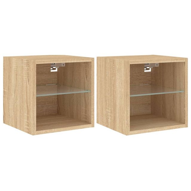 vidaXL Hängeschrank Wandschränke mit LED Leuchten 2 Stk Sonoma-Eiche Hänges günstig online kaufen