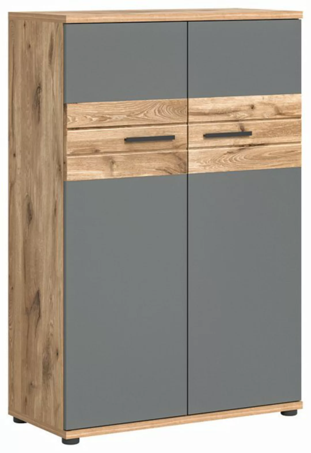 xonox.home Aktenschrank in Nox Oak / Basalt Grau - 80x122x37cm (BxHxT) günstig online kaufen