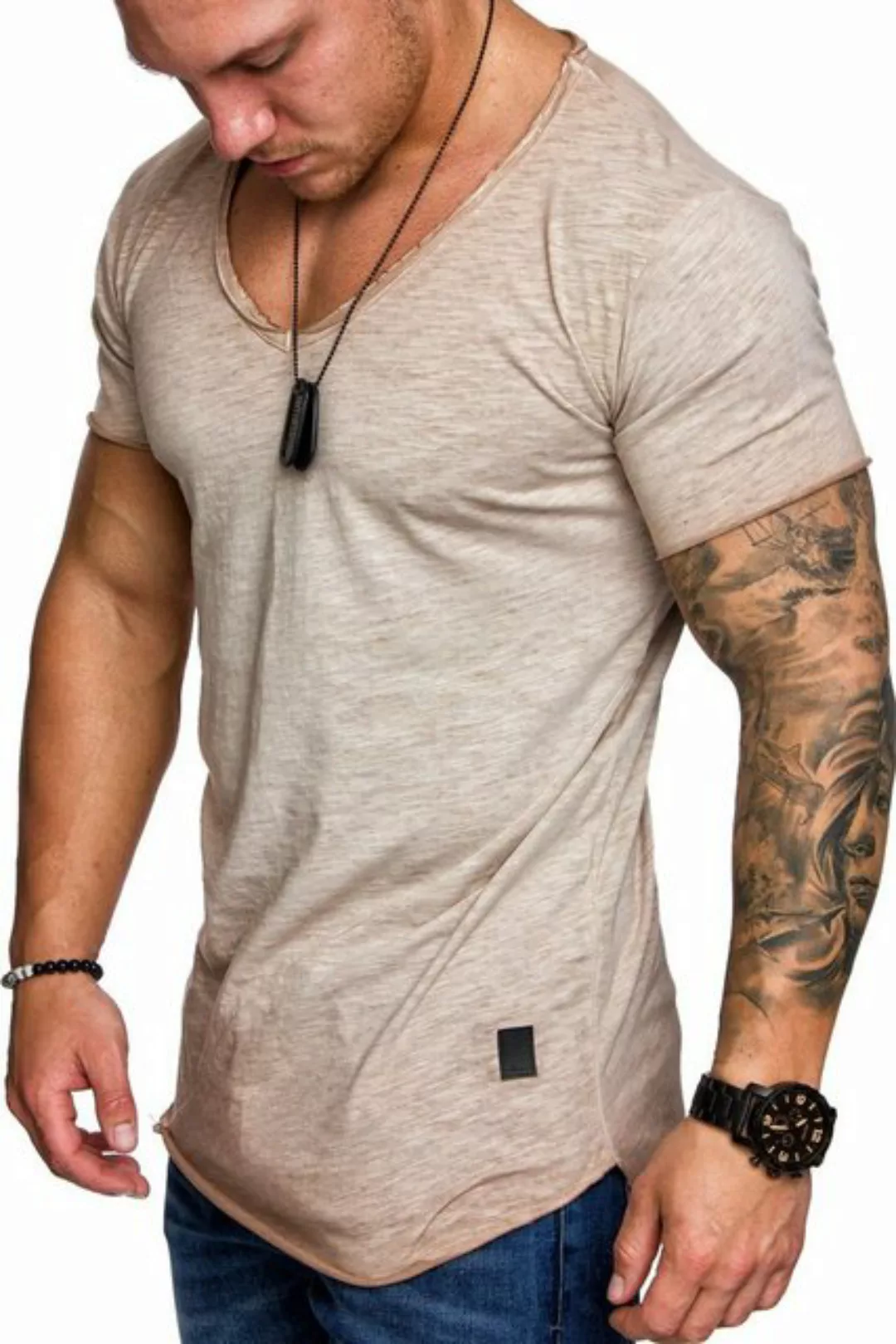 Amaci&Sons T-Shirt NYC Basic Oversize T-Shirt mit V-Ausschnitt Herren Overs günstig online kaufen