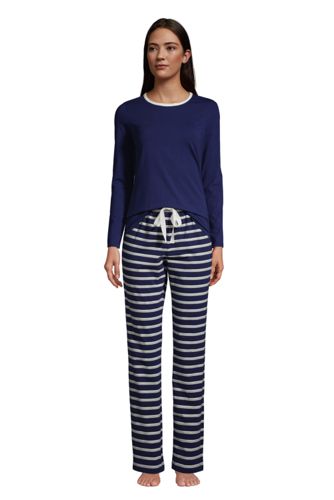 Gemustertes Jersey Pyjama-Set, Damen, Größe: 48-50 Normal, Blau, by Lands' günstig online kaufen