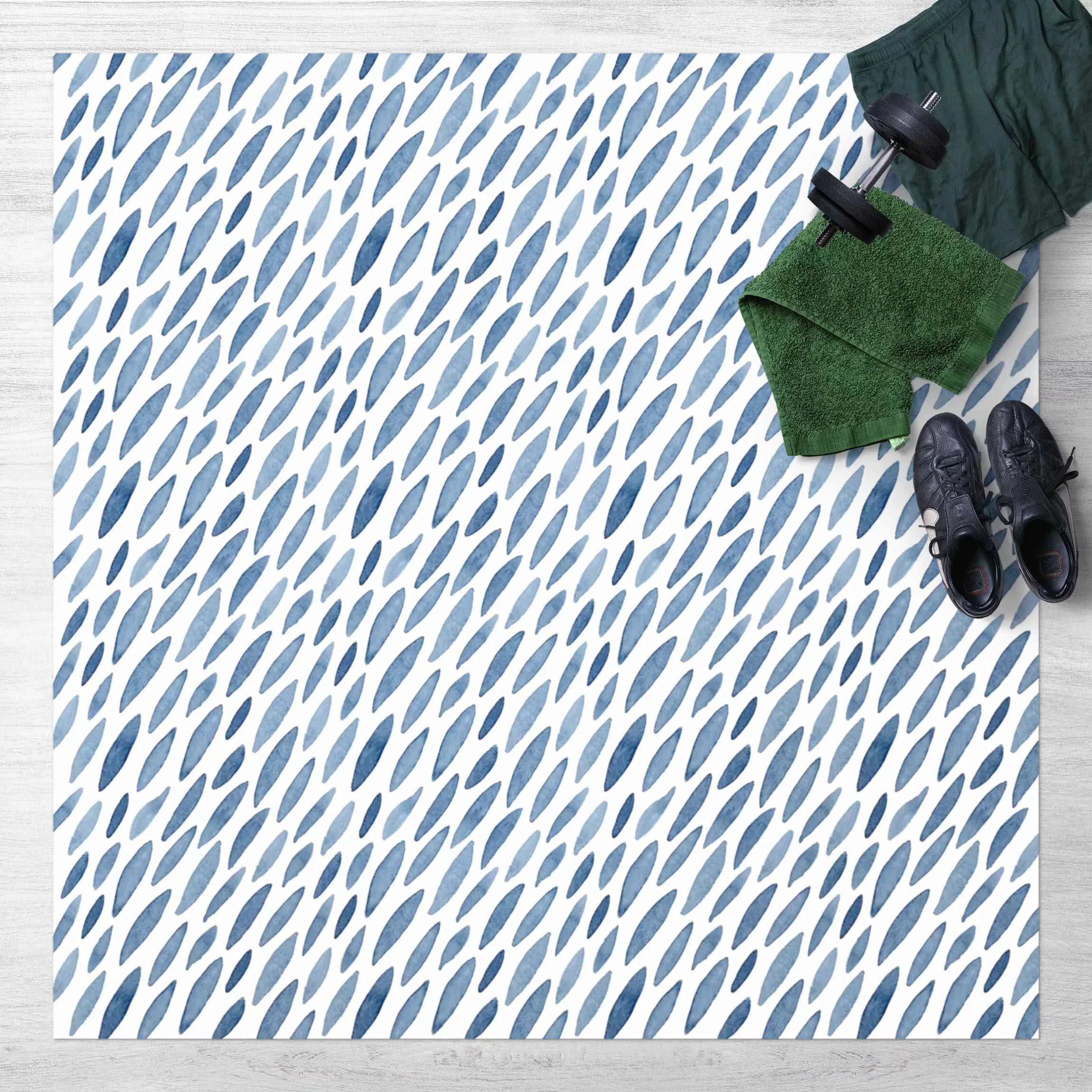 Vinyl-Teppich Aquarell Regen in Indigo klein und groß günstig online kaufen