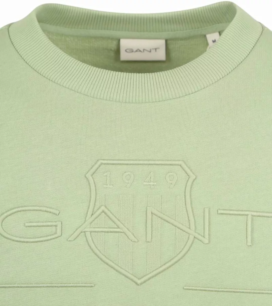 Gant Pullover Embossed Logo Hellgrün - Größe M günstig online kaufen