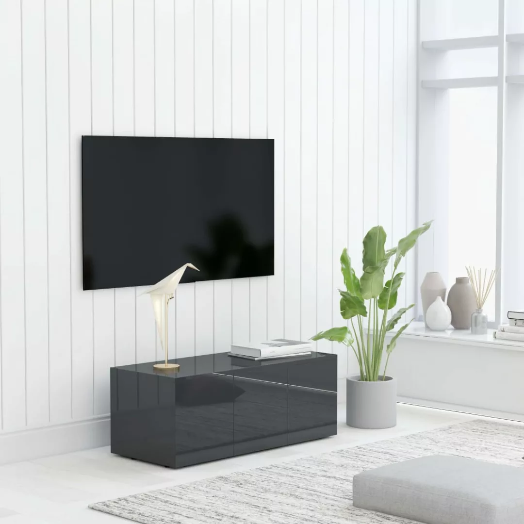 vidaXL TV-Schrank TV-Schrank Hochglanz-Grau 80x34x30 cm Spanplatte Lowboard günstig online kaufen
