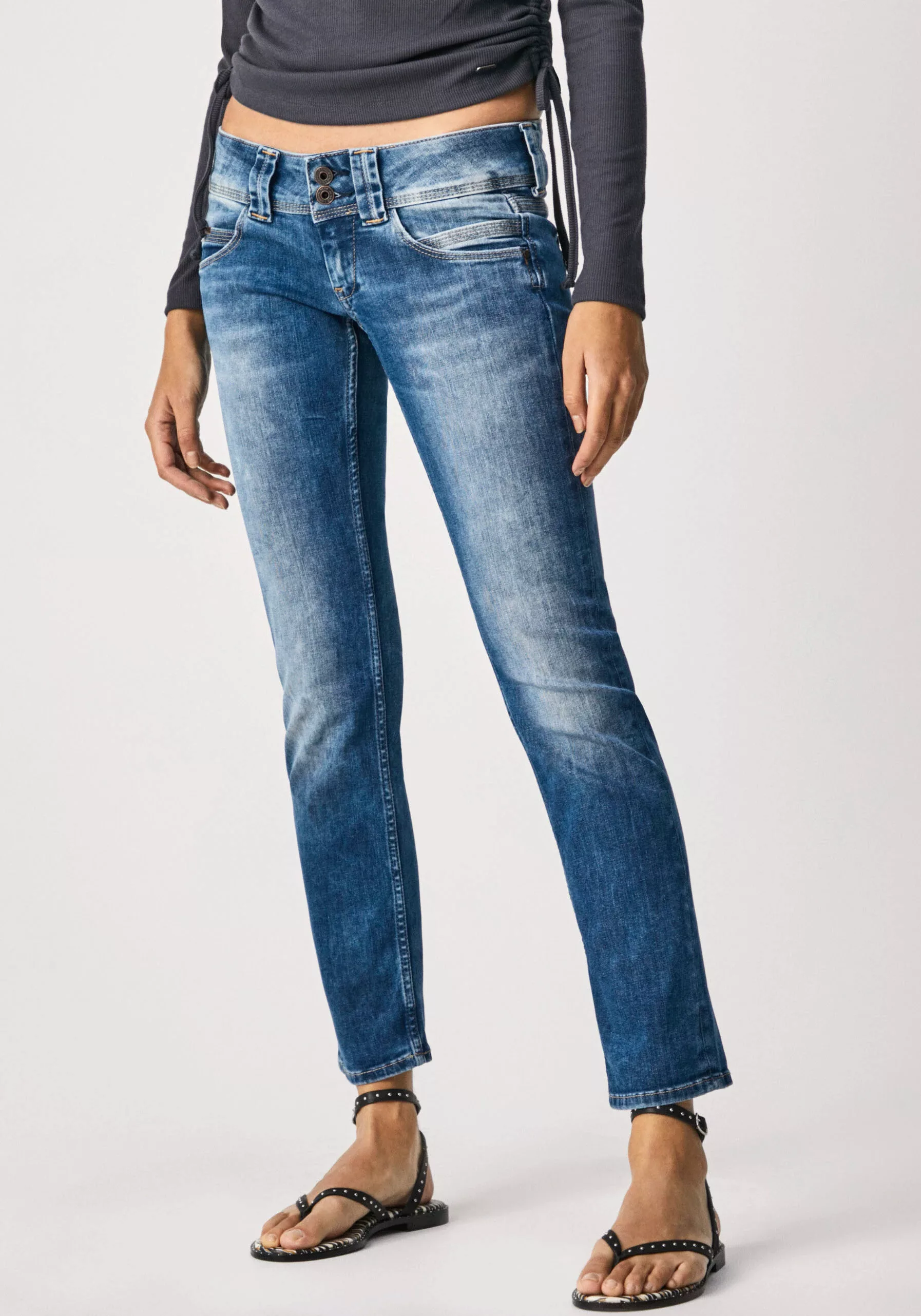 Pepe Jeans Damen Jeans Venus - Regular Fit - Blau - Blue Black Wiser günstig online kaufen