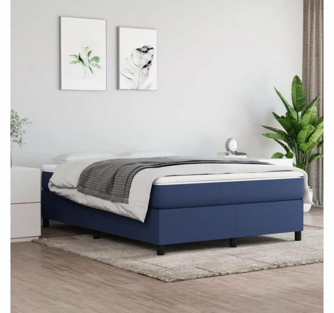 furnicato Bett Boxspringbett Blau 140x200 cm Stoff günstig online kaufen