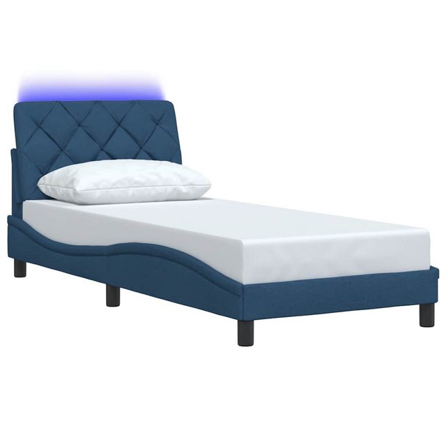 vidaXL Bett Bettgestell mit LED ohne Matratze Blau 80x200 cm Stoff günstig online kaufen