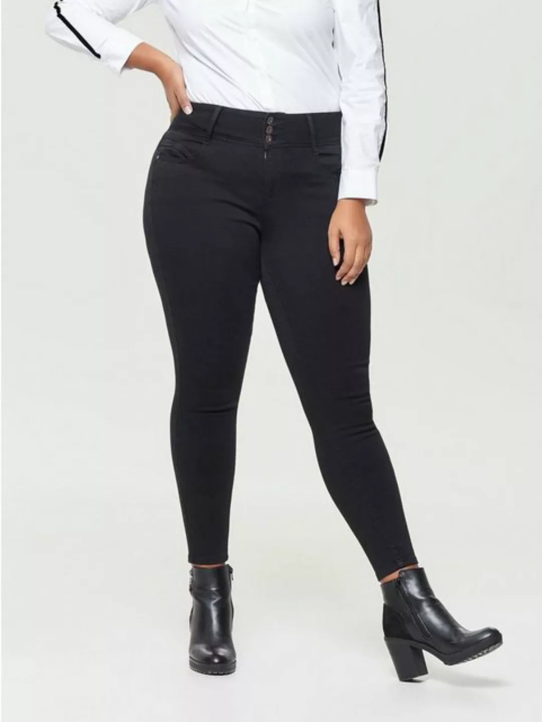 ONLY CARMAKOMA Skinny-fit-Jeans CARANNA LIFE HW SK ANK JEANS BLACK NOOS günstig online kaufen