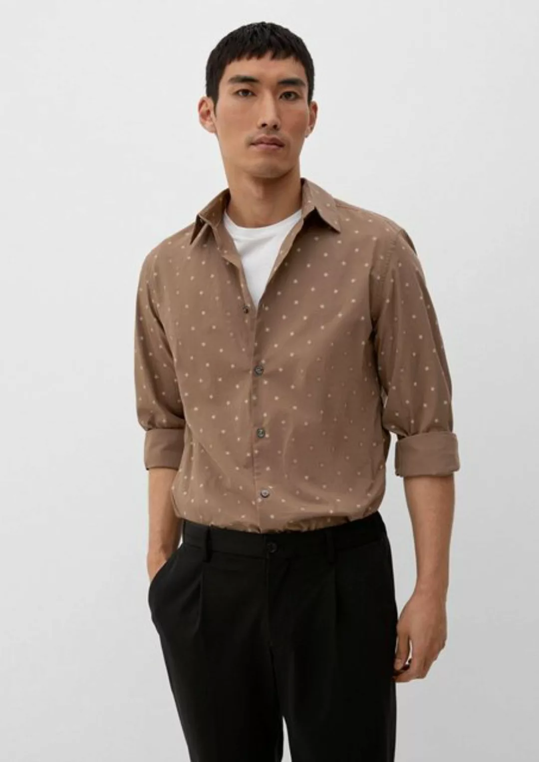 s.Oliver Langarmhemd Slim: Hemd aus Baumwollstretch günstig online kaufen