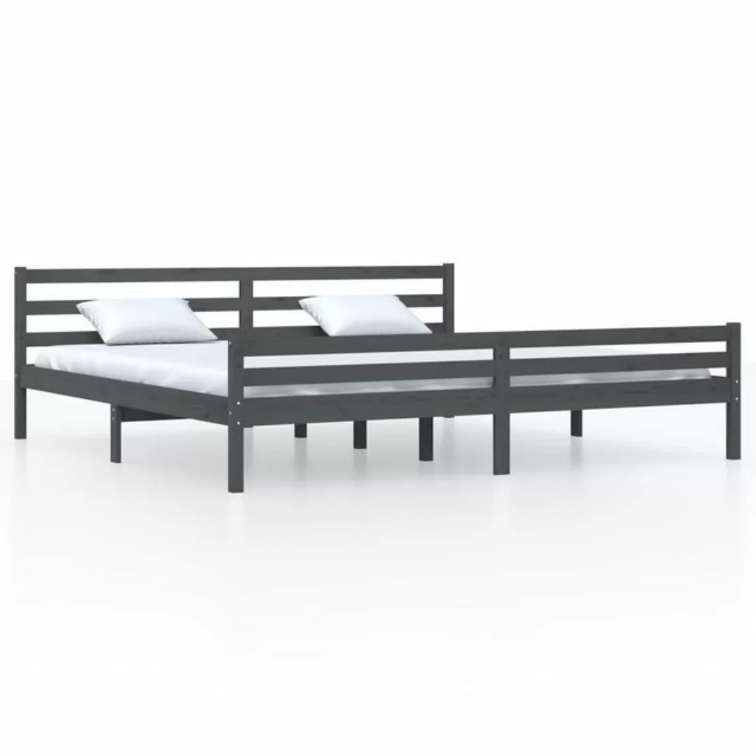 vidaXL Bettgestell Massivholzbett Grau 200x200 cm Bett Bettgestell Doppelbe günstig online kaufen