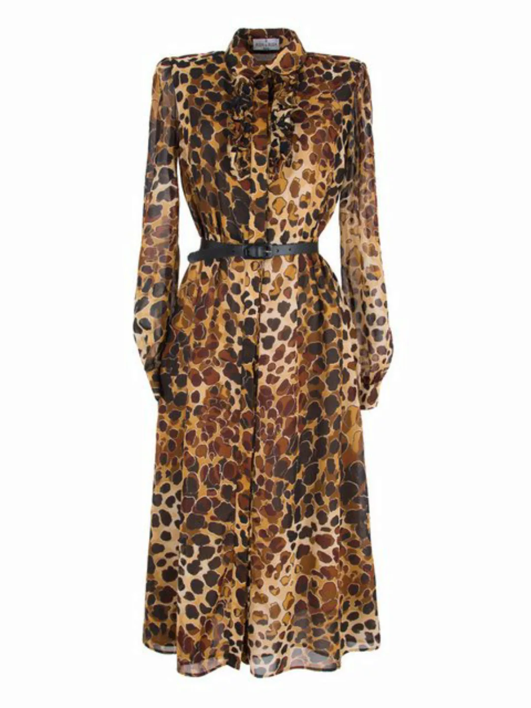 RUA & RUA Midikleid Kleid aus Seide mit Rüschen Leo Print Seidenkleid (1-tl günstig online kaufen