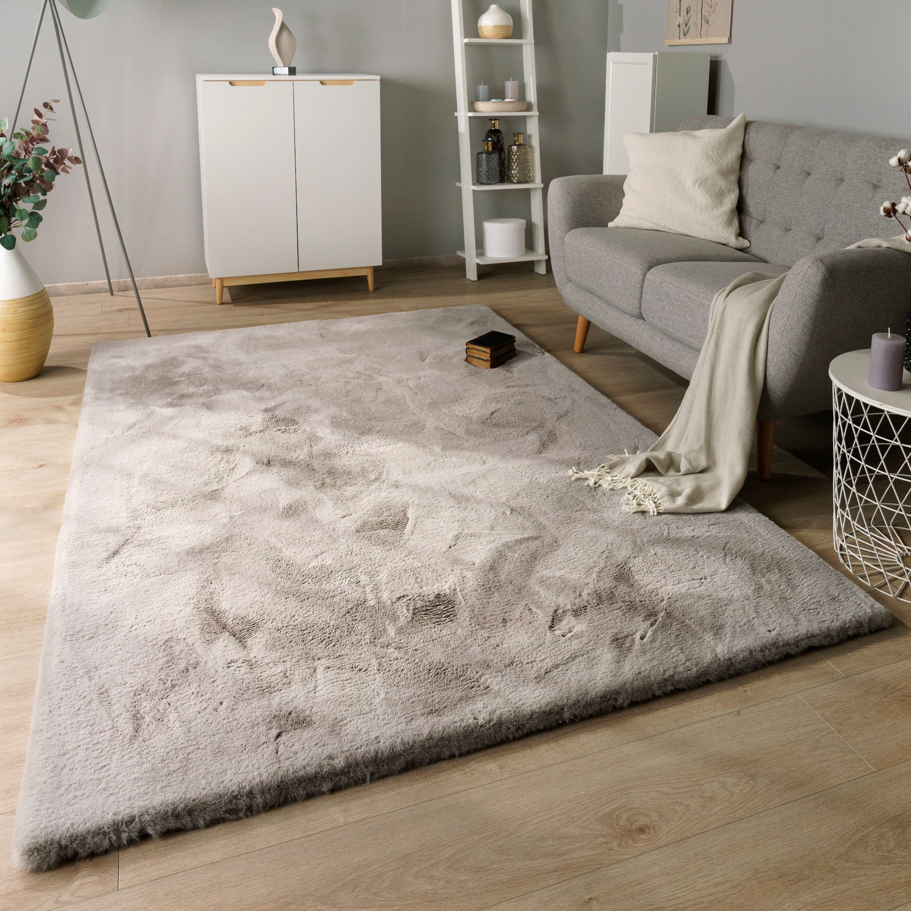 Paco Home Hochflor-Teppich »Rabbit Deluxe 860«, rechteckig, 39 mm Höhe, Kun günstig online kaufen