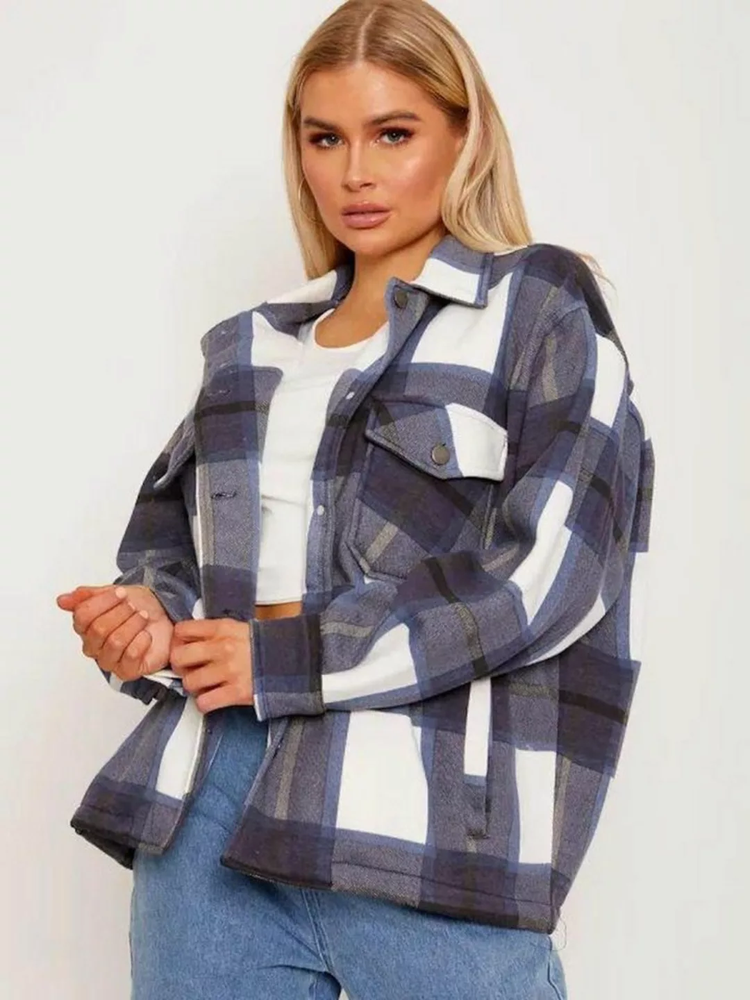 Worldclassca Flanellbluse Worldclassca Oversized Karo Hemd Hemdjacke Karier günstig online kaufen