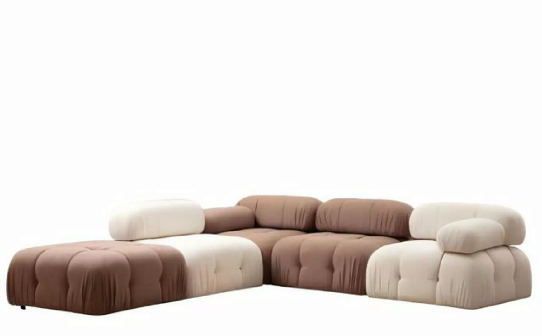 Xlmoebel Ecksofa Modernes Ecksofa in Braun und Weiß vom Designer für das Wo günstig online kaufen