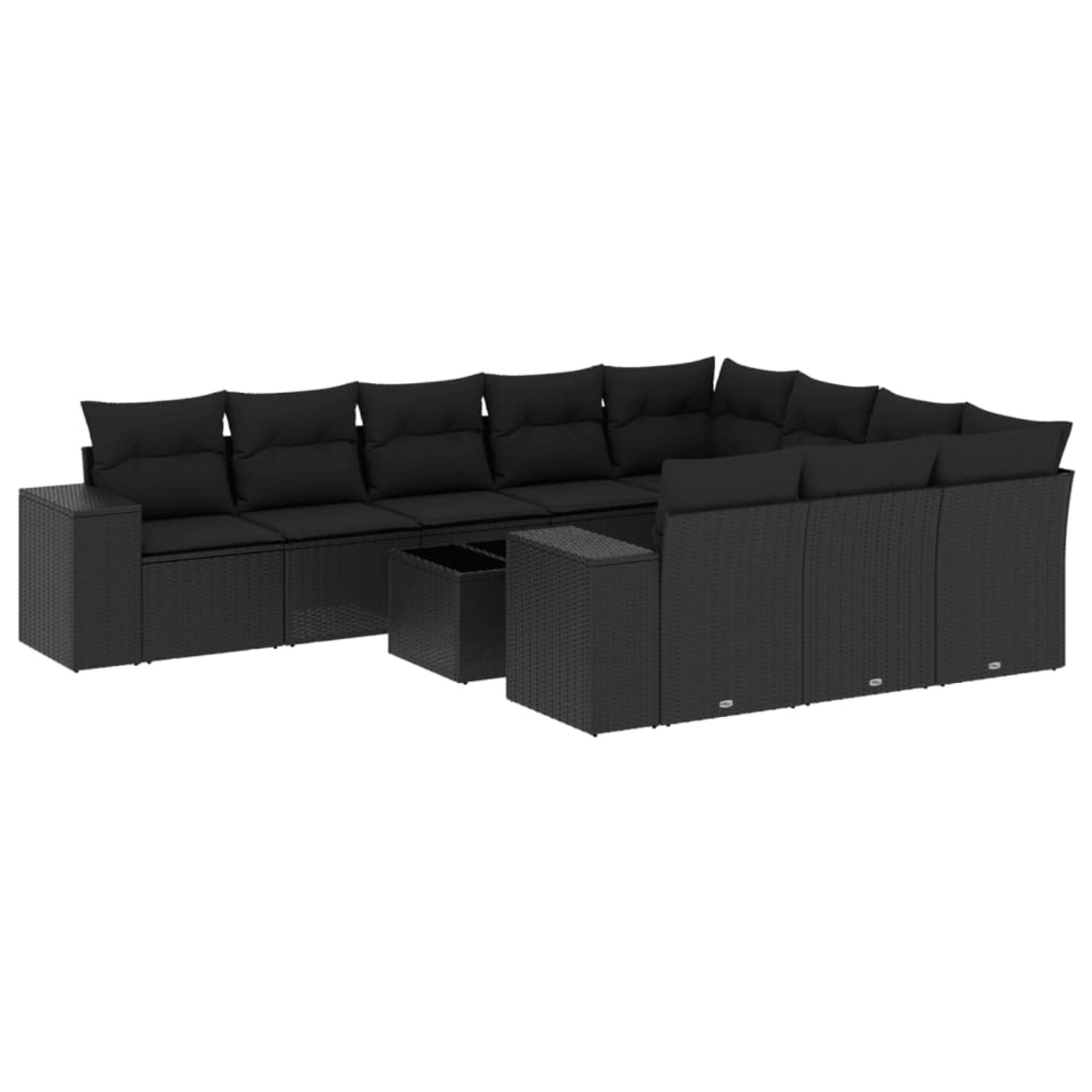 vidaXL 11-Tlg Garten-Sofagarnitur mit Kissen Schwarz Poly Rattan 3223094 günstig online kaufen