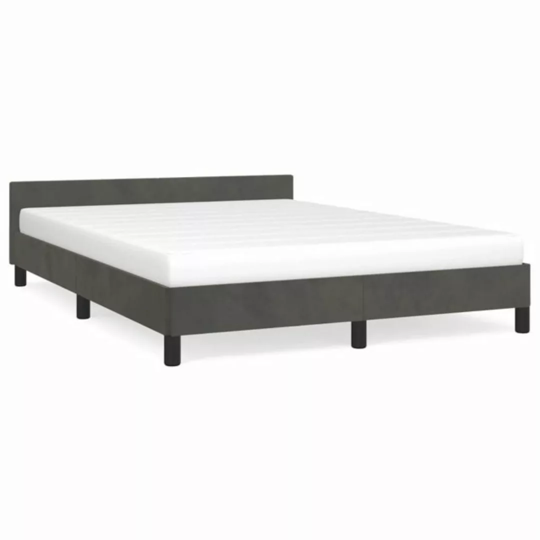 furnicato Bett Bettgestell mit Kopfteil Dunkelgrau 140x200 cm Samt günstig online kaufen