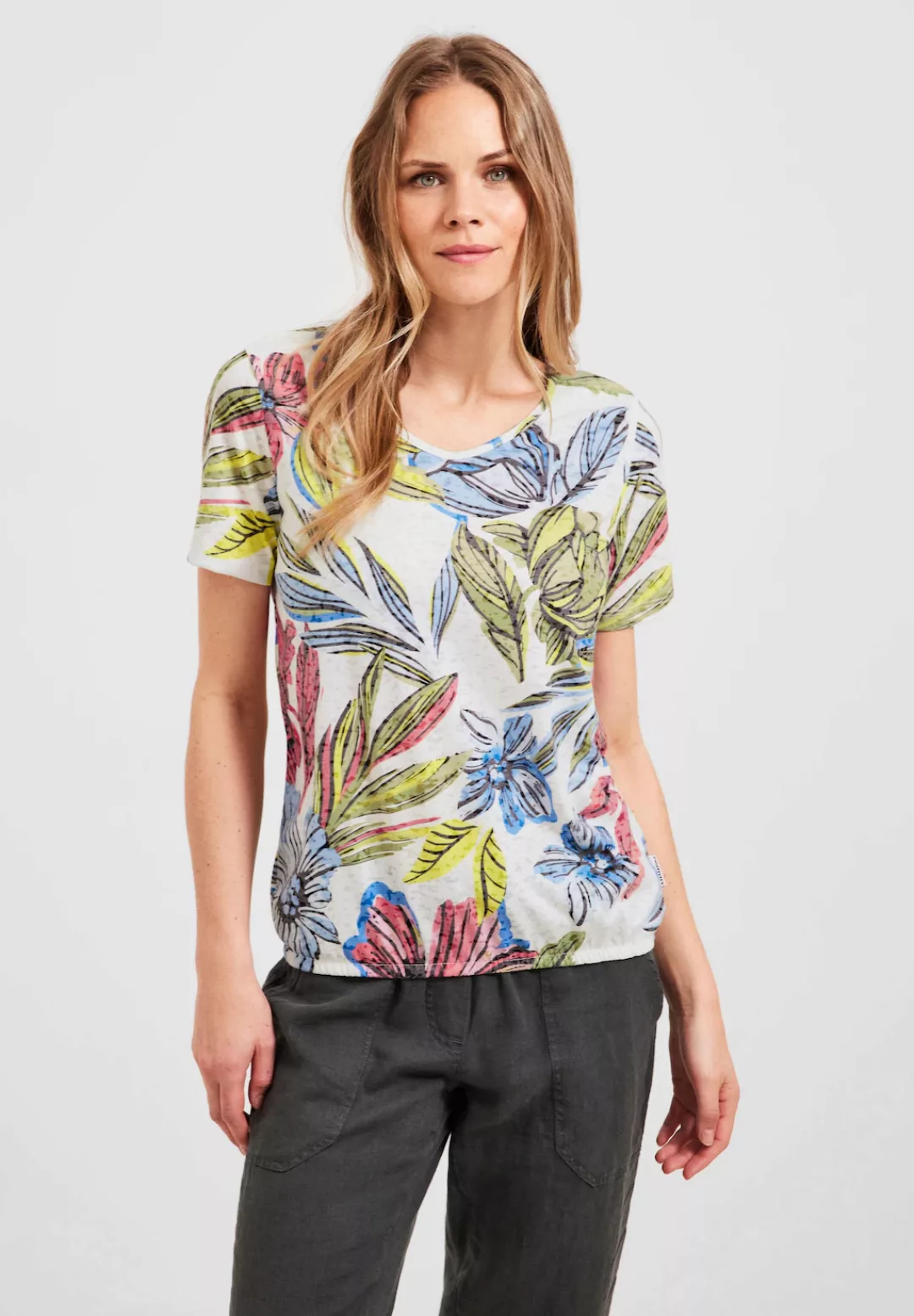 Cecil T-Shirt, mit Bändchen am Kragen günstig online kaufen