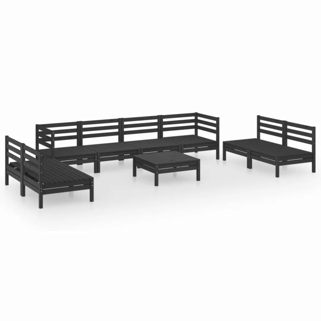 9-tlg. Garten-lounge-set Schwarz Massivholz Kiefer günstig online kaufen