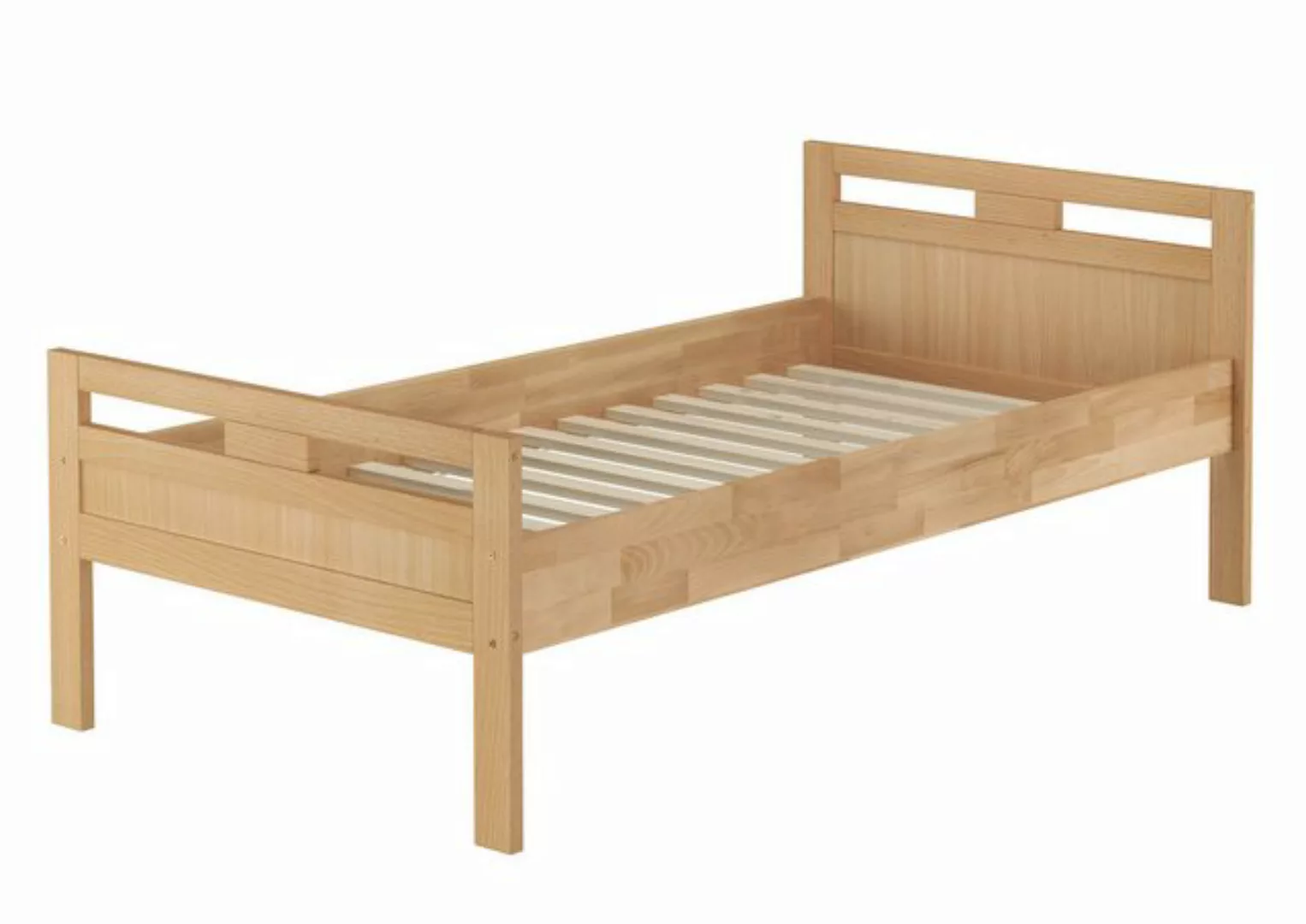 ERST-HOLZ Bett Einzelbett Echtholz Seniorenbett Buche massiv 100x220, Buche günstig online kaufen