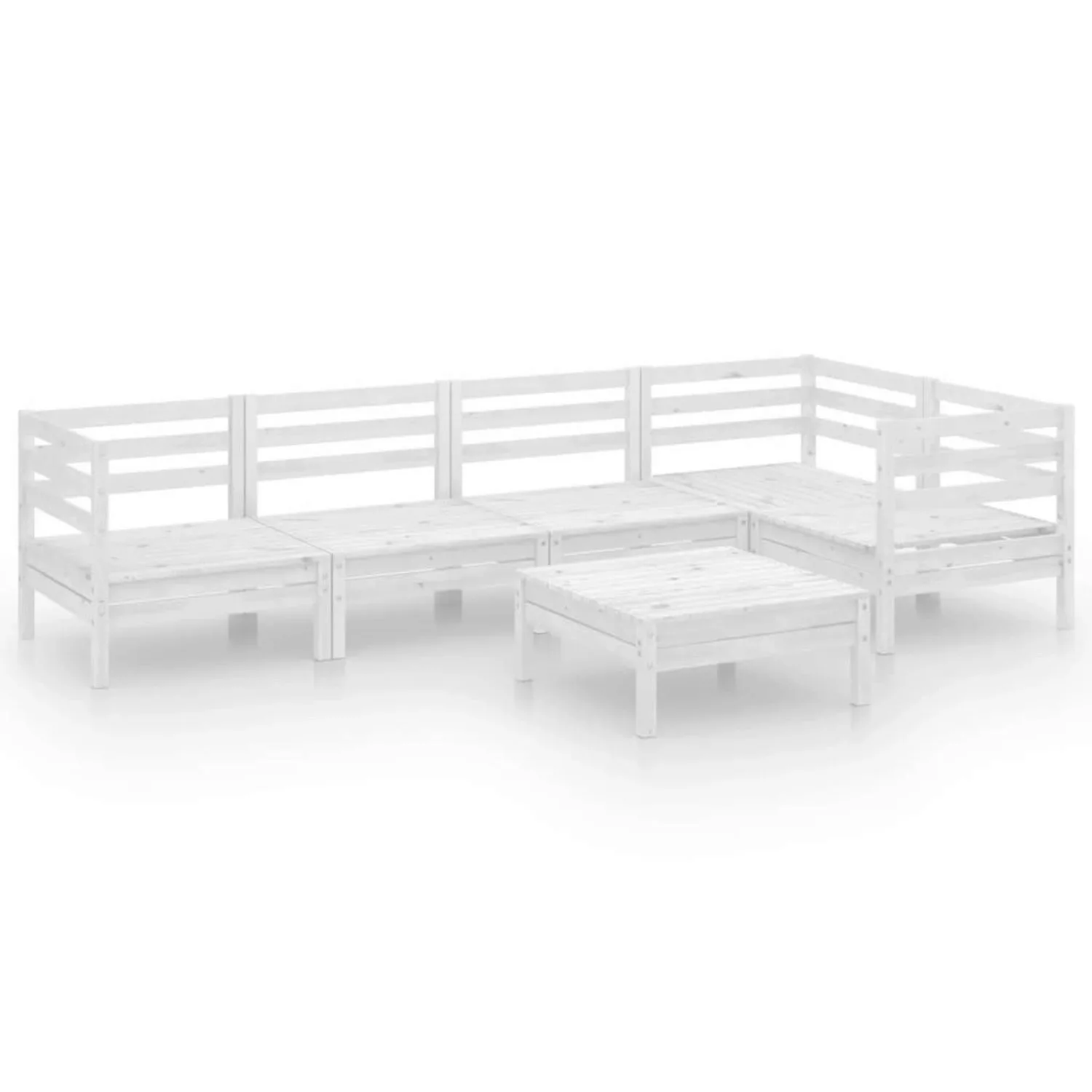 6-tlg. Garten-lounge-set Massivholz Kiefer Weiß günstig online kaufen