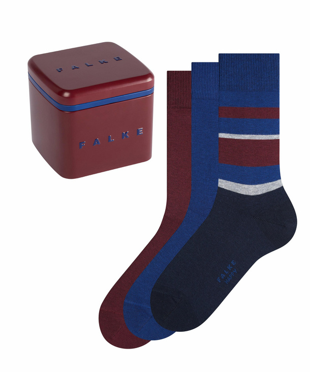 FALKE Happy Box 3-Pack Herren Socken, 43-46, Mehrfarbig, AnderesMuster, Bau günstig online kaufen