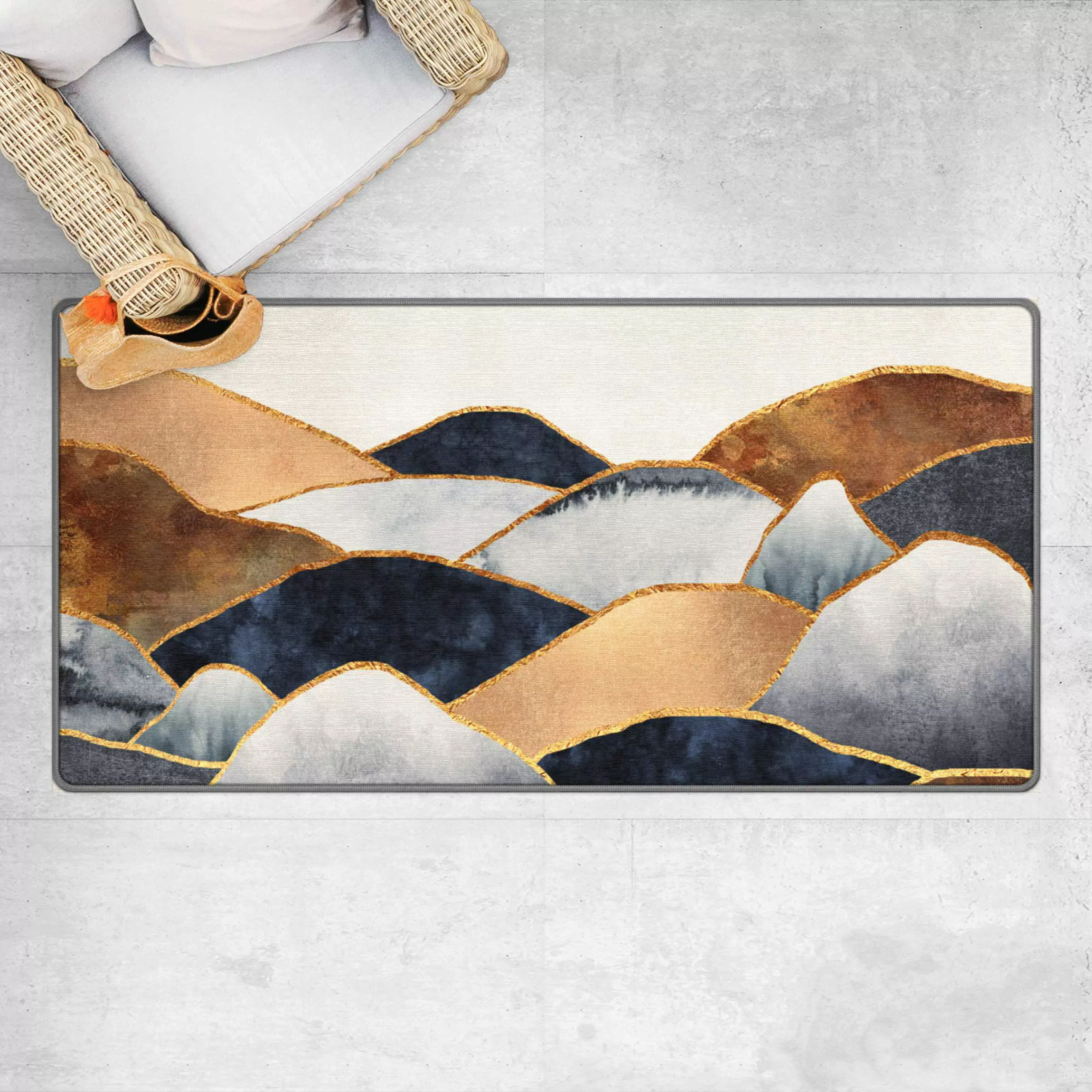 Teppich Goldene Berge Aquarell günstig online kaufen