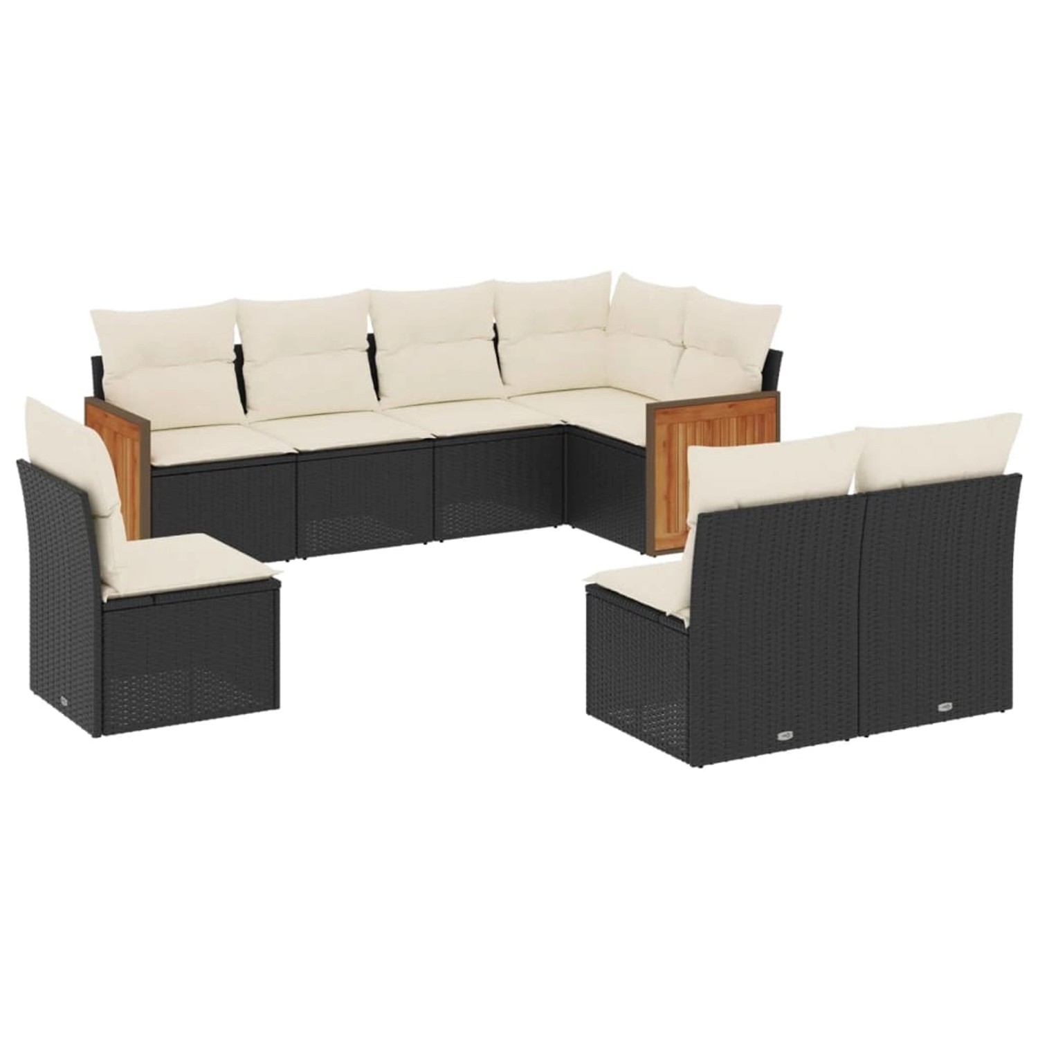 vidaXL 8-Tlg Garten-Sofagarnitur mit Kissen Schwarz Poly Rattan 3227722 günstig online kaufen