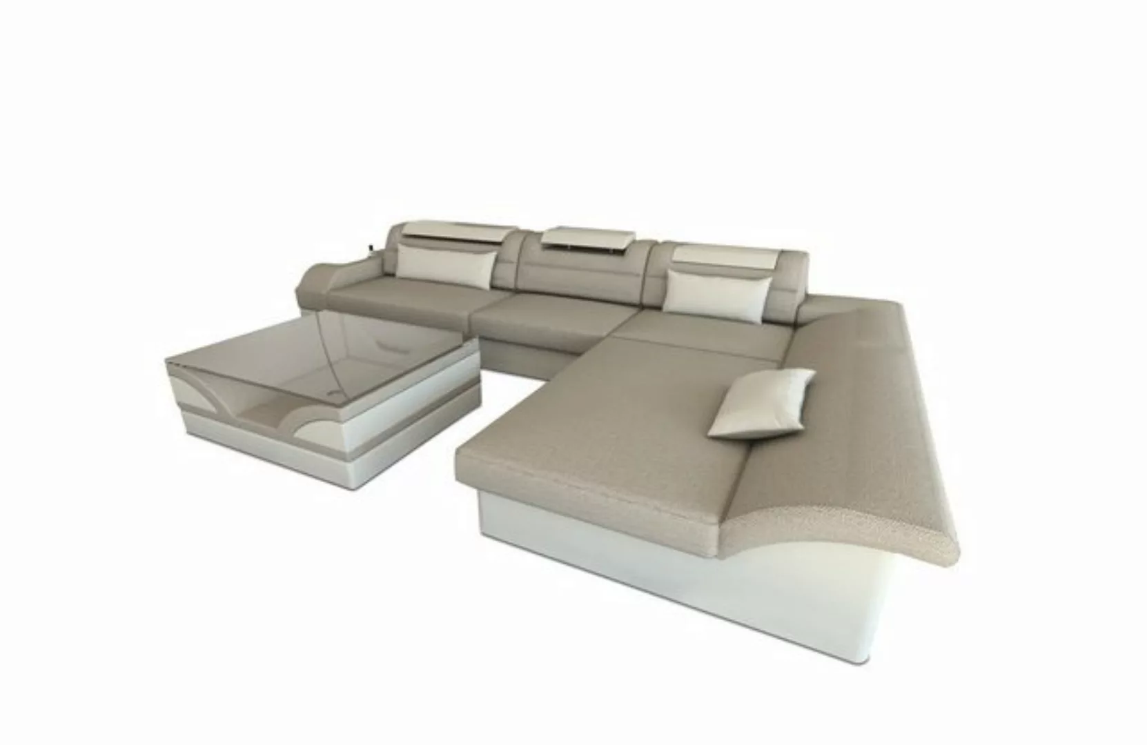 Sofa Dreams Ecksofa Stoffsofa Couch Stoff Polstersofa Monza L Form, mit LED günstig online kaufen