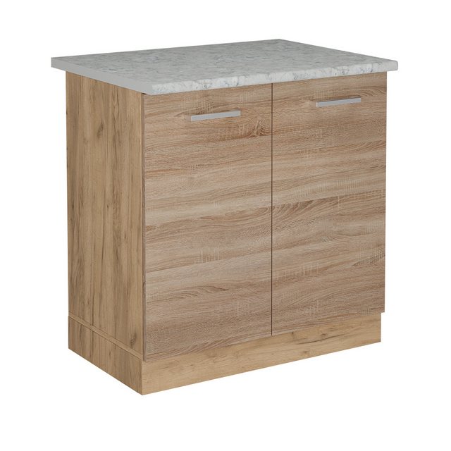 Vicco Spülenunterschrank R-Line, Sonoma/Goldkraft Eiche, 80 cm AP Marmor günstig online kaufen