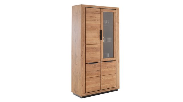 Massivart® Vitrine GRENO Vitrinenschrank mit Glastür / Massivholz Wildeiche günstig online kaufen