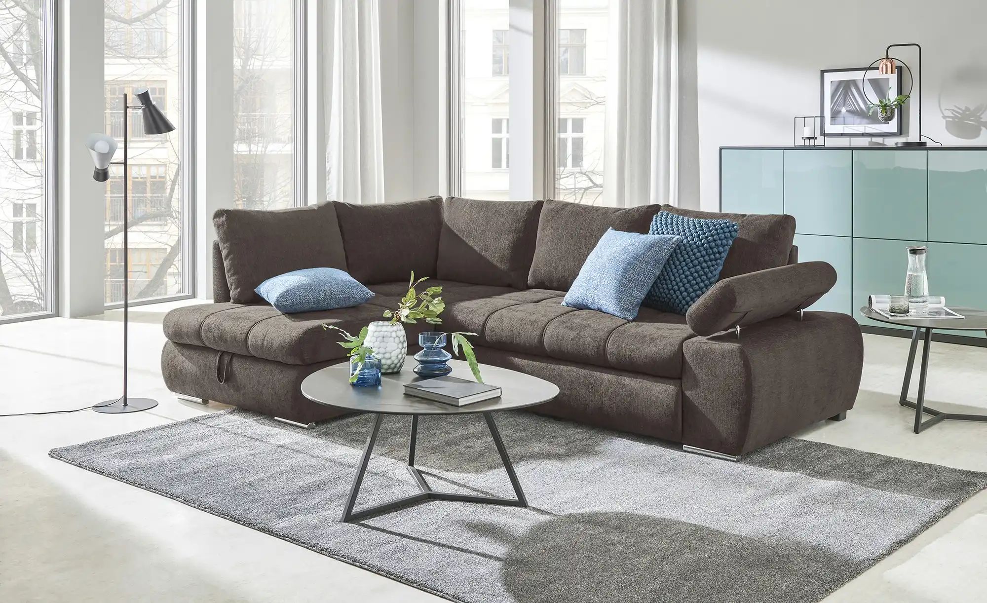 Ecksofa aus Flachgewebe Sky ¦ braun ¦ Maße (cm): B: 265 H: 89 T: 175 Polste günstig online kaufen