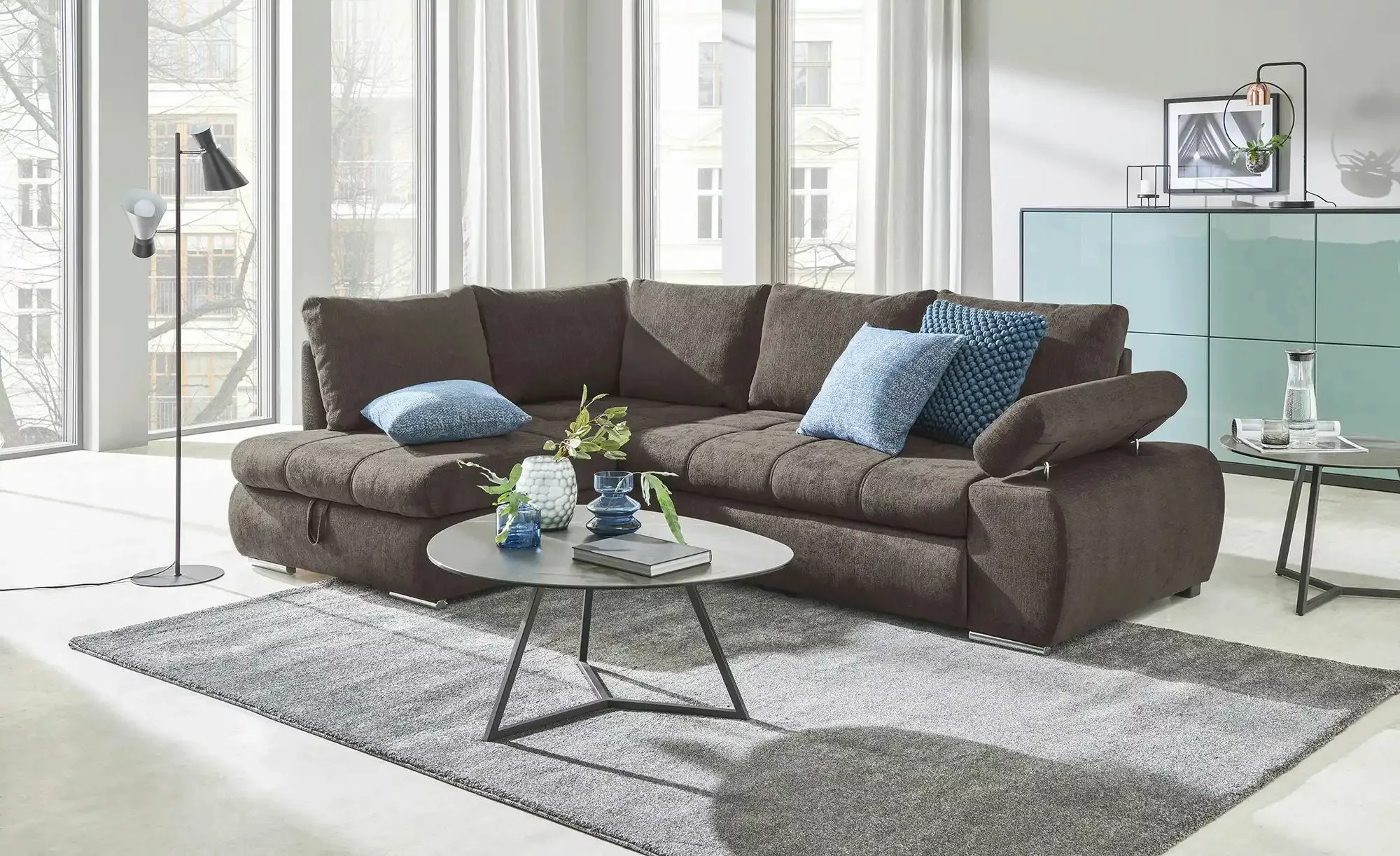 switch Ecksofa aus Flachgewebe Sky ¦ braun ¦ Maße (cm): B: 265 H: 89 T: 175 günstig online kaufen