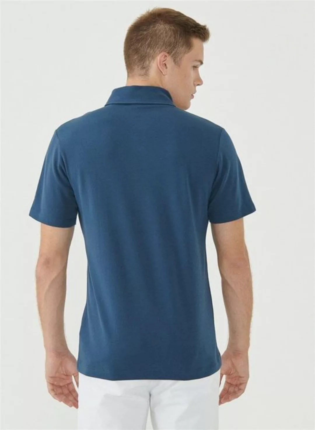 ORGANICATION Poloshirt Men's Printed Polo Shirt in Navy günstig online kaufen