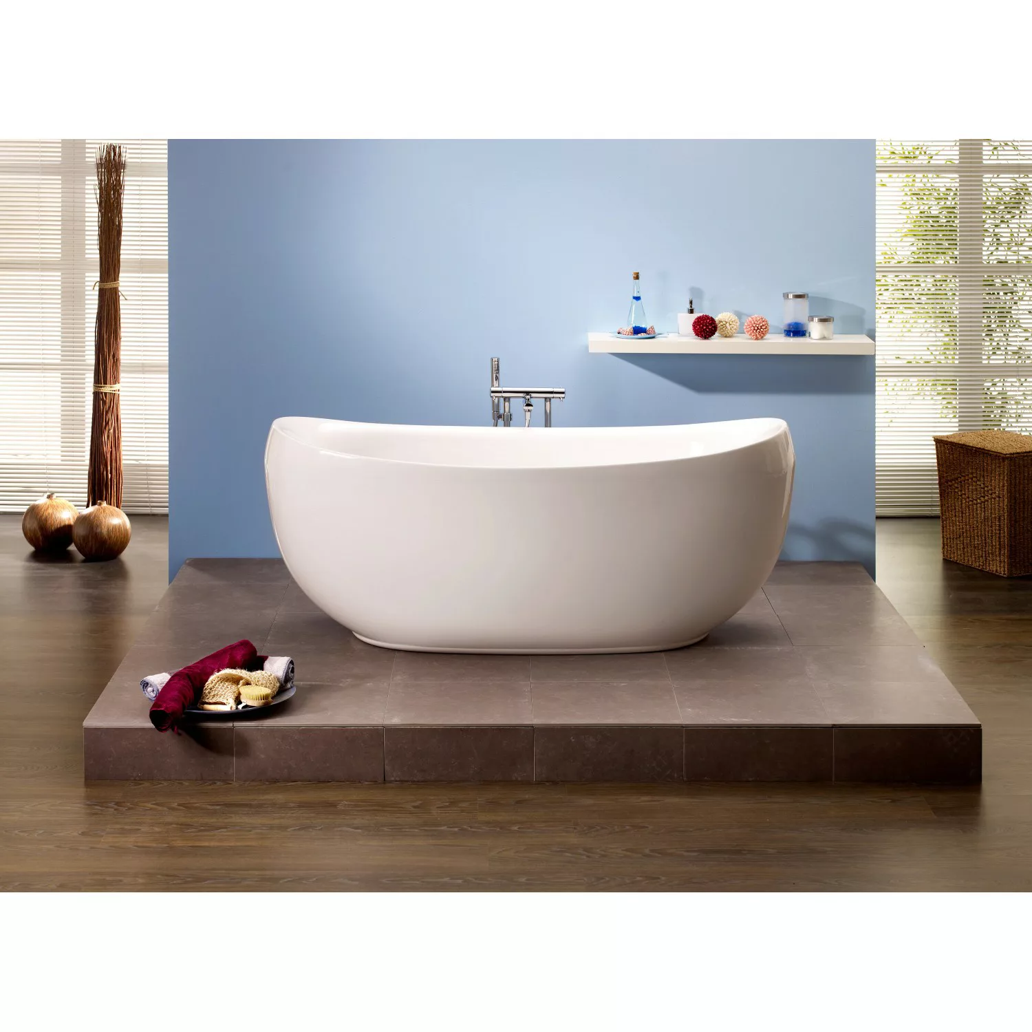 Freistehende Badewanne Ventura 180,5 cm x 83,5 cm Weiß günstig online kaufen