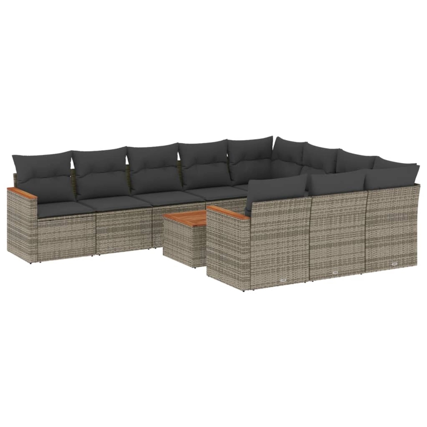 vidaXL 11-Tlg Garten-Sofagarnitur mit Kissen Grau Poly Rattan 3226347 günstig online kaufen